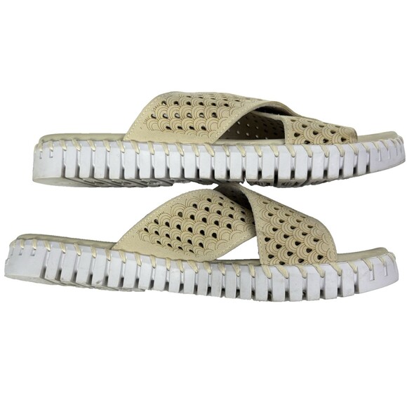 Ilse Jacobsen Tulip Cross Band Sandal Slide Milk Cream US 9.5  EU 40 READ - Picture 6 of 11